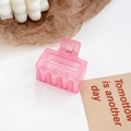 Pince à cheveux carrée rose translucide en acétate avec design ajouré élégant - Rose Bonbon