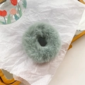 Cute light green plush hair tie with fluffy rabbit ears for elegant girls hairstyles - Mint Green