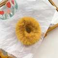Cute ginger plush bunny ear scrunchie made of soft faux fur for autumn winter - Yellow