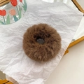 Plush brown faux fur scrunchie for women with soft texture and warm autumn style - Brown