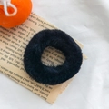 Cute black fuzzy plush scrunchie with soft faux fur texture for girls' hairstyles - Black (Narrow Style)