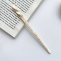 Eleganter cremeweißer Haarstab aus Acetat mit Marmortextur und Spiralwindung-Design - Spiral-Haarstab / Milchweiß