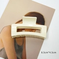Pinza de pelo rectangular grande crema mate de 8,5cm x 4,5cm para peinados mujer - 8.5cm*4.5cm / Blanco Brillante