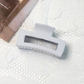 Pinza para el pelo rectangular gris claro mate con diseño hueco minimalista - Estilo Esmerilado / Azul Gris Claro