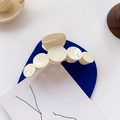 Glossy cream resin hair claw clip with minimalist five-disc design for elegant hair styling - White