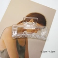 Pinza para el pelo rectangular transparente con diseño hueco y longitud de 8,5 cm - 8.5cm*4.5cm / Transparente Brillante