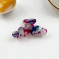Bunte marmorierte Haarklammer aus Acryl mit lila und blauen Wirbeln in rundem Design - 1 Rot & Blau Irisierend