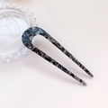 Elegante horquilla de pelo en forma de U de acetato con patrón de mármol blanco y negro - Mármol Gris Oscuro