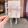 Fermagli per capelli fatti a mano con fiori viola farfalla nappe e perle per bambine - Farfalla Floreale Viola con Nappine (41)