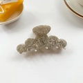 Minimalist grey marble acetate hair claw clip with elegant large circular petal design - 5 Grey