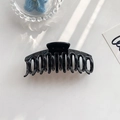 Grande molletta per capelli nera lucida in plastica con denti incrociati e molla metallica - Stile Lucido (C749) / Nero Lucido