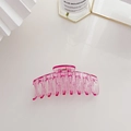 Grande molletta per capelli rosa traslucida minimalista con molla in metallo dorato - Rosa Rosso (C942-4)