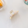 Korean style cream acetate hair claw clip with colorful iridescent shell pattern circles - Five-Round Piece (C779) / Yellow