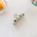 Elegante pinza per capelli in acetato con motivi tondi effetto marmo verde e bianco - Cinque Pezzi Rotondi (C779) / Verde