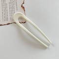 Horquilla minimalista en forma de U blanco crema mate para peinados de moño elegante - Blanco