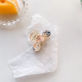 French floral acetate hair claw with amber pattern marble patch and clear acrylic finish - Three-Round Piece (C779) / Orange Gray