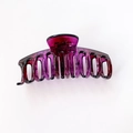 Grande molletta per capelli in acrilico traslucido viola scuro per capelli folti - Viola a Righe Lucido (Colore Personalizzato)