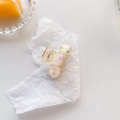 Floral acetate geometric hair claw clip with pink and yellow petals in light gold frame - Three-Round Piece (C779) / Yellow