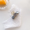 Elegant gold metal hair claw with three dark grey marble resin round discs decoration - Three-Round Piece (C779) / Gray