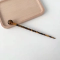Acetate hair stick with tortoiseshell pattern and ball head for modern bun hairstyles - Dark Tortoise Shell