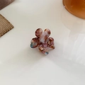 Mini floral hair claw clip in tortoiseshell acetate with marble pattern finish - Smoked Brown