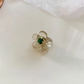 Molletta per capelli a camelia ambra traslucida con cristallo verde brillante al centro - Fiore giallo