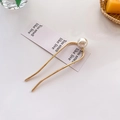 Épingle à cheveux minimaliste en métal doré en U avec une grande perle blanche élégante - Style perle artificielle unique / Or