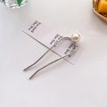 Épingle à cheveux en métal argenté en forme de U ornée d'une perle blanche élégante - Style perle artificielle unique / Argent