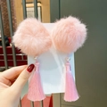 Orecchini a nappa con pompon rosa e perle per bambini accessori Hanfu in stile cinese - Pompon Rosa Grande