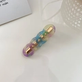 Matte macaron chain hair clip with gradient acrylic rings and golden duckbill metal base - Multi-color Gradient