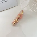 Pink marble resin chain hair clip on gold metal base with elegant minimalist design - Pale Pink