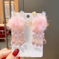 Barrettes oreilles de lapin roses en peluche avec pompons pour costume Hanfu fille - Oreilles de Lapin en Cristal Rose Style 9