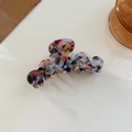 Grande pince à cheveux avec motif marbre arc-en-ciel en acétate coloré pour femme - Multicolore