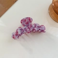 Pince à cheveux élégante en résine marbrée violette et rose avec des dents solides - 836 Magenta Floral / Pince en Acétate