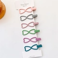 Set of 6 matte hollow bow hair clips in assorted candy colors on white display card - Dark Infinity Style (4801989991549)