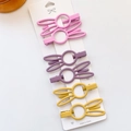 6-piece rabbit ear hair clip set in matte pink, yellow and purple candy colors - 1. Rabbit Ear Powder (6 Pieces)
