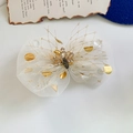 Fermaglio per capelli a fiocco in rete bianca con corona d'oro per abiti da ragazza - Fiocco in rete bianca con corona d'oro