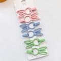 Set of 6 cute rabbit ear hair clips in matte pink blue and green pastel colors - Rabbit Ear Pink Blue Green (5552409045140)