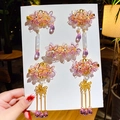 Ancient style purple floral hair clips for girls with tassels and golden butterflies - Fallen Beauty Purple (17)