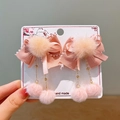 Nœuds à cheveux roses avec pompons en fourrure pour filles accessoires style chinois - Style Fourrure de Vison Rose Style 20