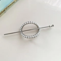Elegante fermaglio per capelli con perle e anello in metallo argento stile francese - Stile Tondo (2银色-圆形) / Argento