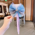 Lazo de malla degradada azul y violeta con detalle de copo de nieve y cintas largas - Estilo de Cinta con Copos de Nieve Pequeños Azules (4841347834112)