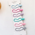 Set of six heart-shaped matte finish hair clips in assorted candy colors on card - Light Heart Style (5552409045144)
