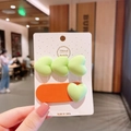 Lot de barrettes mignonnes en forme de cœur orange et vert sur carte de support - Coeur Vert