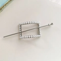 Elegante set di forcine d'argento con cornice di perle rettangolare e bastoncino - Stile Rettangolare (8银色-矩形) / Argento