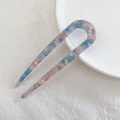 U-förmige Haarnadel mit blau-rosa Marmormuster aus Acetat für elegante Frisuren - Blau-Rosa Mix (7)
