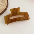 Amber tortoiseshell texture large hollow rectangle acetate hair claw clip for women - Caramel color
