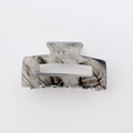 Square acetate hair claw clip with black and white marble texture pattern - Gray