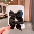 Two-piece set of handmade black bow hair clips on gold-dot card for girls - Hair Tie (852-4) / Black