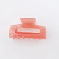 Rectangular hollow hair claw clip in coral pink marble acetate for ponytails - Pink